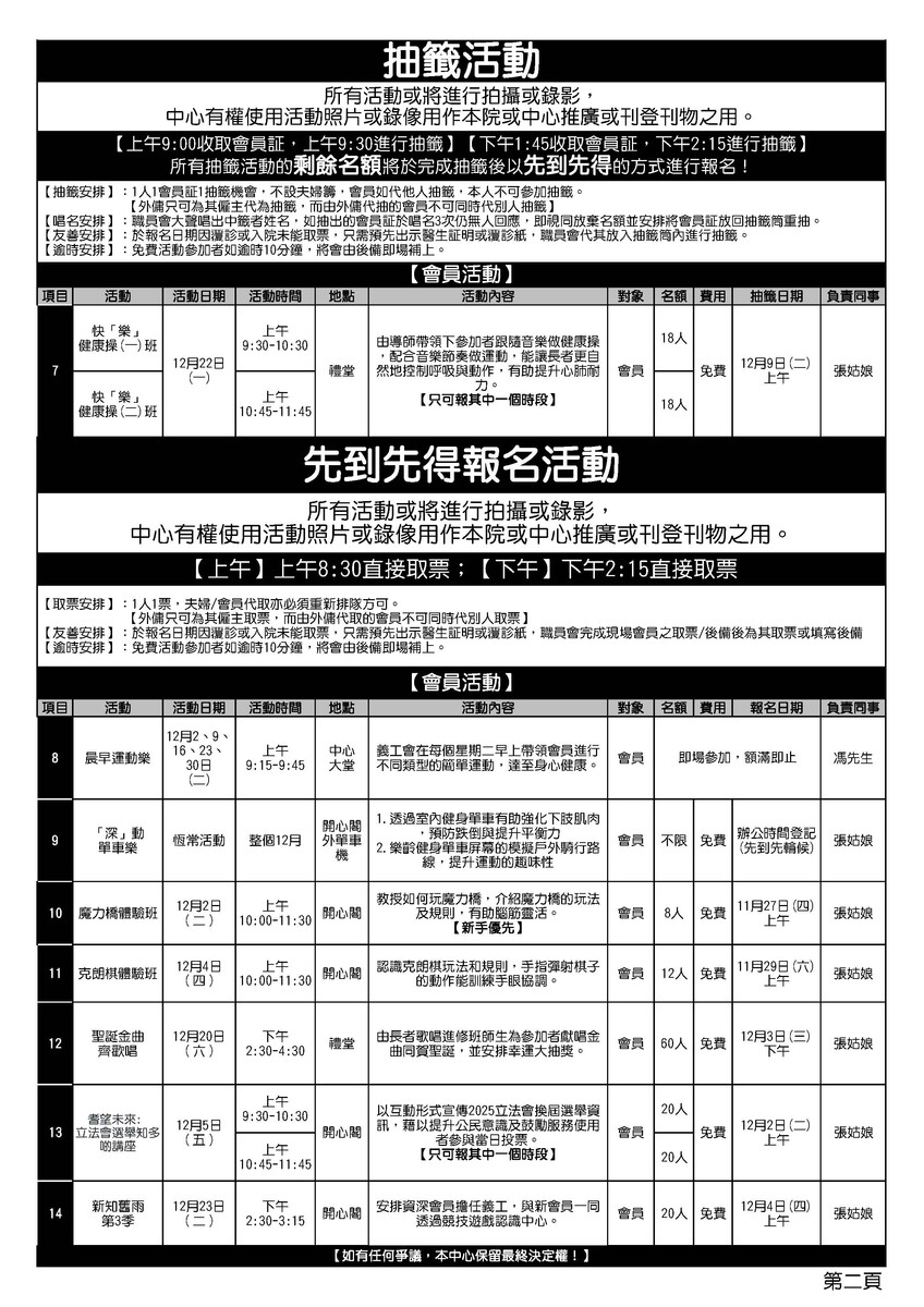 2025年12月份通訊
